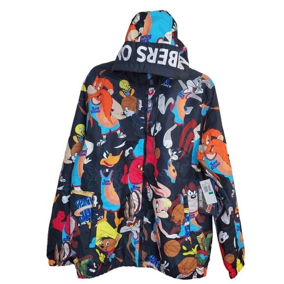 NWT Members Only Space Jam Jacket Size Large A New Legacy Looney Tunes Hooded